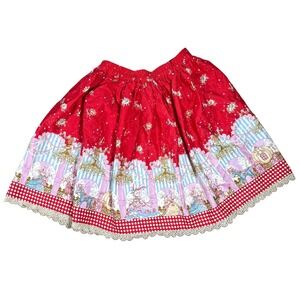 Bodyline Cinderella Bunny Skirt Lolita Border Print 2L Red coquette